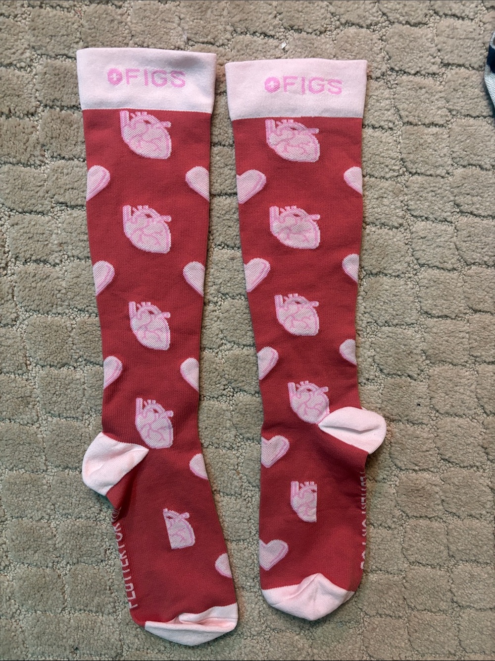 Figs Compression Socks Flutter For You Heart Pattern | Size S